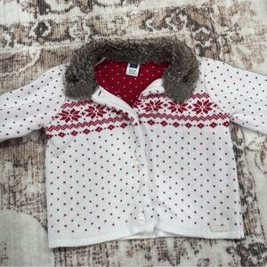 Janie and Jack White and Red Nordic Sweater